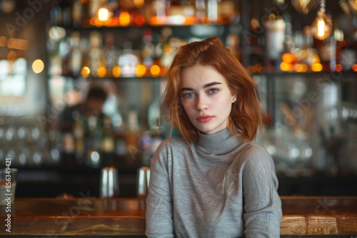 young woman in a bar Generative AI