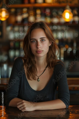 young woman in a bar Generative AI