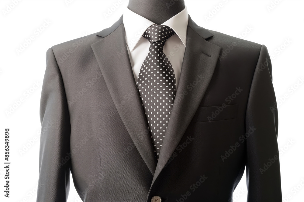 Classic, elegant men's suit with tie, presenting a sophisticated and professional style isolated on a white background Classic, elegant men's suit with tie, presenting a sophisticated and professional style isolated on a white background
