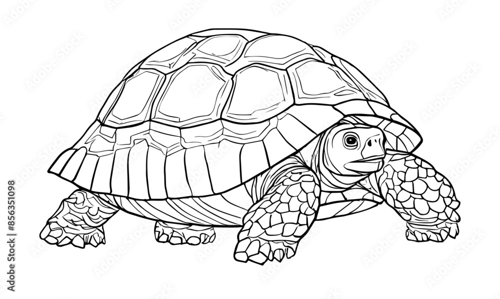 Fototapeta premium South American tortoise, coloring page for kids, vector illustration