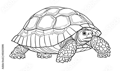 South American tortoise, coloring page for kids, vector illustration
