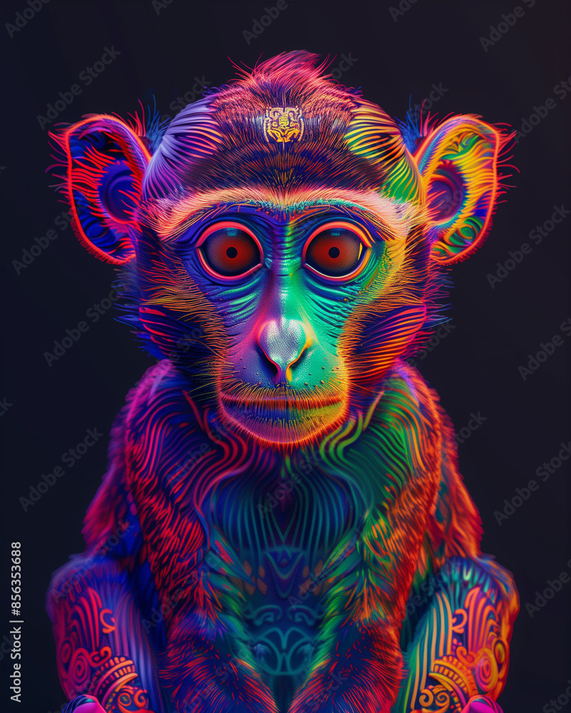 cute monkey, art deco, 3D relief effect, colorful, neon color, vibrant color, full center light, highly sharp and clean image, no shadow cute monkey, art deco, 3D relief effect, colorful, neon color, vibrant color, full center light, highly sharp and clean image, no shadow