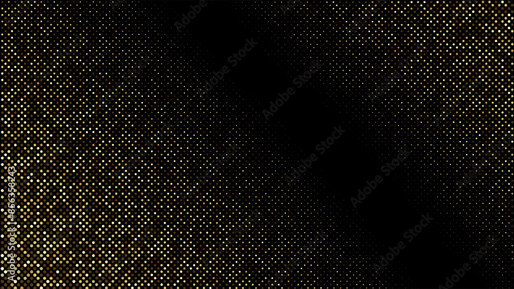 Abstract gold glitter dotted faded into black background with copy space Abstract gold glitter dotted faded into black background with copy space