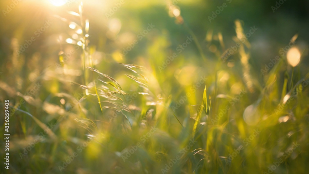 Morning sunlight shines through a field of tall grass, with a soft bokeh effect enhancing the natural beauty. Morning sunlight shines through a field of tall grass, with a soft bokeh effect enhancing the natural beauty.