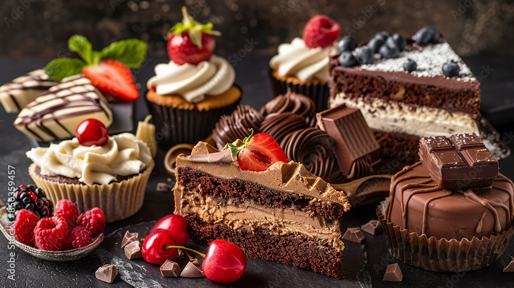 Decadent Vegan Desserts and Treats with Chocolate and Fruits Decadent Vegan Desserts and Treats with Chocolate and Fruits