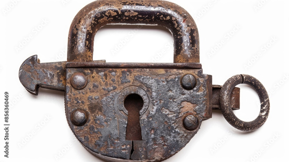Antique padlock isolated on a white background Antique padlock isolated on a white background