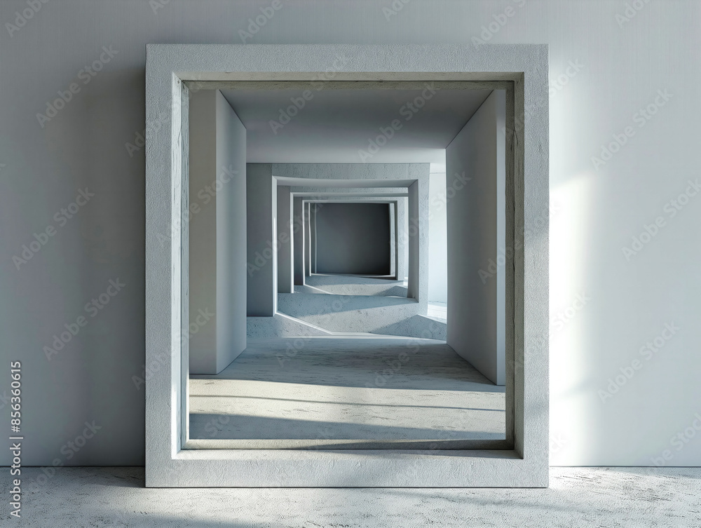 A long hallway with a large mirror on the wall. The hallway is empty and the mirror reflects the light coming in from the window. The scene gives off a sense of emptiness and loneliness A long hallway with a large mirror on the wall. The hallway is empty and the mirror reflects the light coming in from the window. The scene gives off a sense of emptiness and loneliness