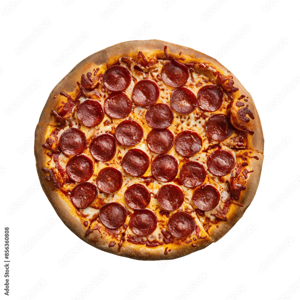 Pepperoni pizza, PNG, isolated on transparent background. Pepperoni pizza, PNG, isolated on transparent background.