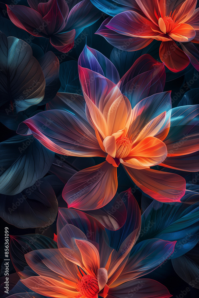 Neon Flowers with Vibrant Petals Neon Flowers with Vibrant Petals