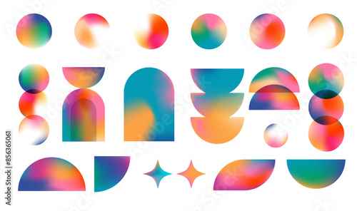 Abstract Vibrant Geometric shapes collection, colorful backgrounds design. Bold modern design, printable posters, banners, template concept design