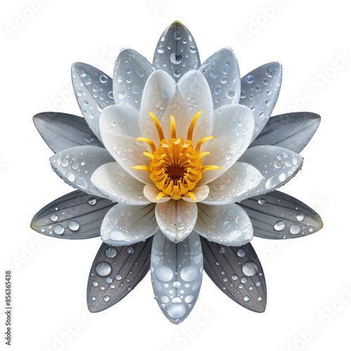 white water lily and lotus on Transparent Background.