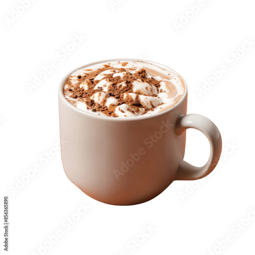 Close-up of Hot Chocolate with Whipped Cream and Cocoa Powder.