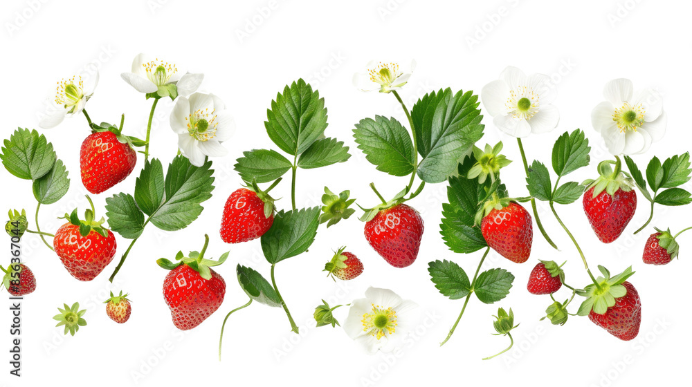 Strawberries with flowers on a transparent background Strawberries with flowers on a transparent background