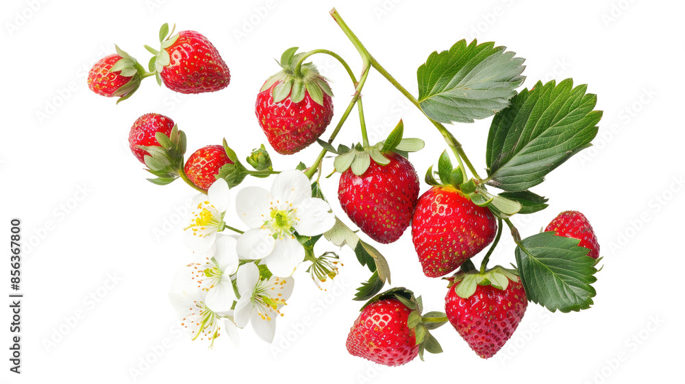 Strawberries with flowers on a transparent background Strawberries with flowers on a transparent background