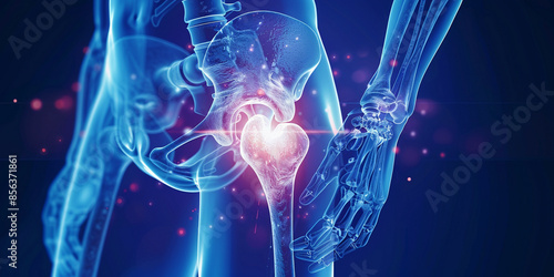 A Digital Anatomical Illustration Of A Human Hip Joint