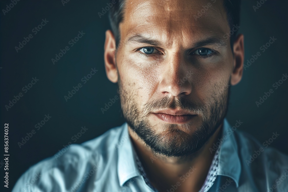 Fototapeta premium A man with a serious look staring at the camera