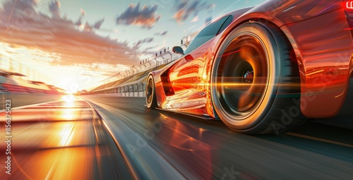 Race Car, High Speed, Track, Sunset, Futuristic, Racing, Motion, Competition, Performance, Dynamic, Motorsport, Adrenaline, Fast