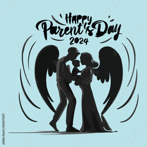 Parent's day  silhouette vector art illustration 