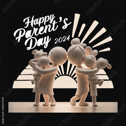 Parent's day  silhouette vector art illustration 