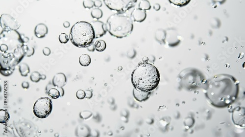 Bubbles of water over white background. Some differnts samples of water bubbles. photo