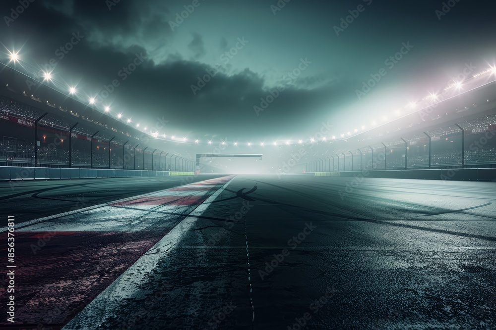 Race Track, Empty Race Track, Night Racing, Motorsport, Racing Circuit Race Track, Empty Race Track, Night Racing, Motorsport, Racing Circuit