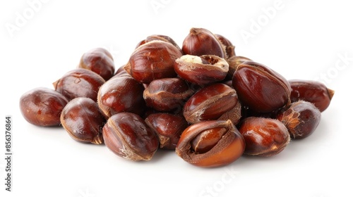 Roasted Chestnut Beans on White Background