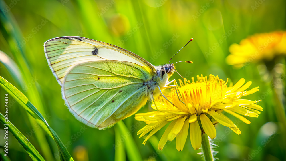 Zitronenfalter auf Blume im grünen Gras Zitronenfalter auf Blume im grünen Gras