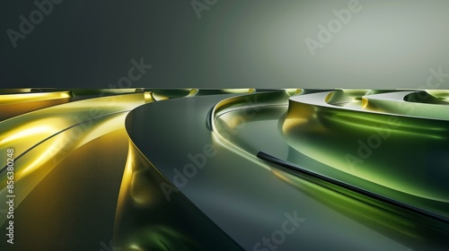 3D render of an abstract composition made of geometrical and sequential elliptical 3D shapes photo