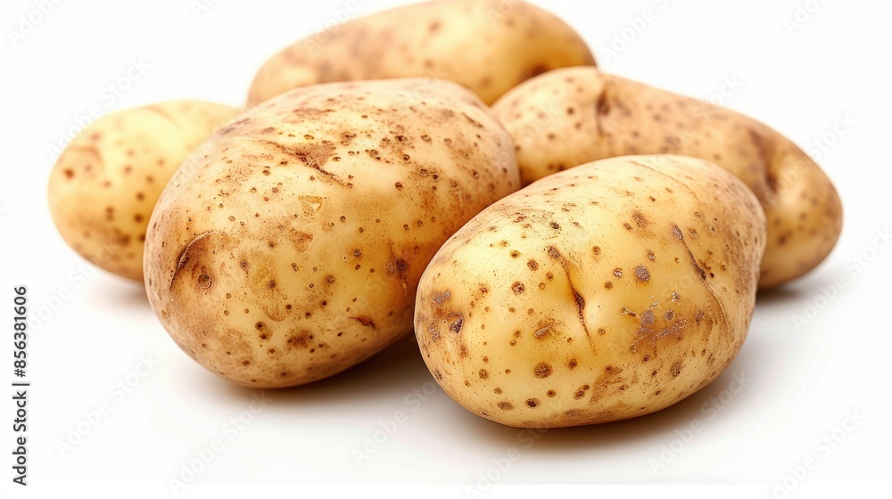 Potato isolated on a white background in close up Potato isolated on a white background in close up