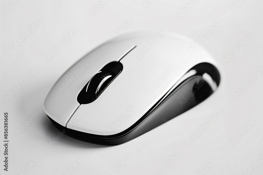 Contemporary wireless mouse with clean lines and minimalistic design, isolated on a white backdrop Contemporary wireless mouse with clean lines and minimalistic design, isolated on a white backdrop