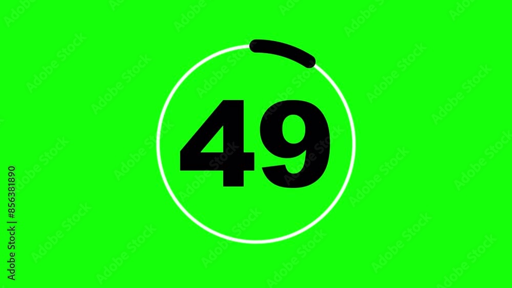 55 Seconds Countdown Timer Animation, Green Background 55 Seconds Countdown Timer Animation, Green Background