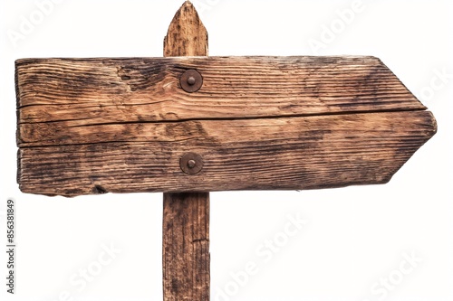 Weathered wooden signboard with beveled edges, perfect for custom signage, isolated on a white background