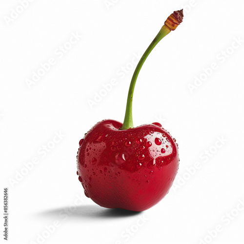 Single Fresh Cherry | Isolated on Transparent & White Background | PNG File with Transparency