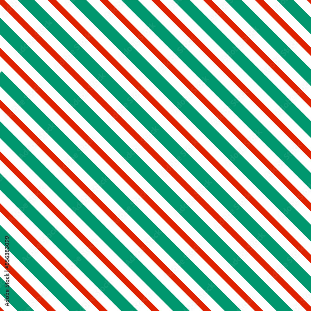 Obraz premium Cane candy diagonal stripes red green white pattern christmas background