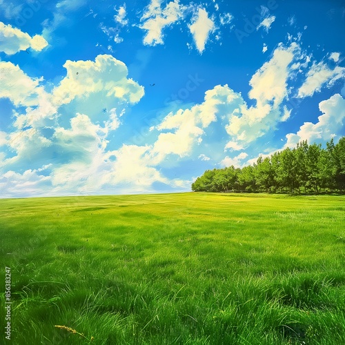 Field with grass and clouds