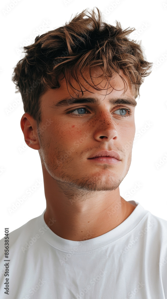 Obraz premium Young man with stylish haircut png isolated on transparent background