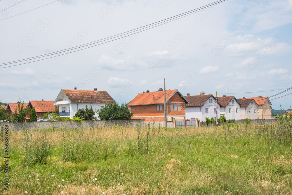 Fototapeta premium Buildings in town of Radoste in Kosovo