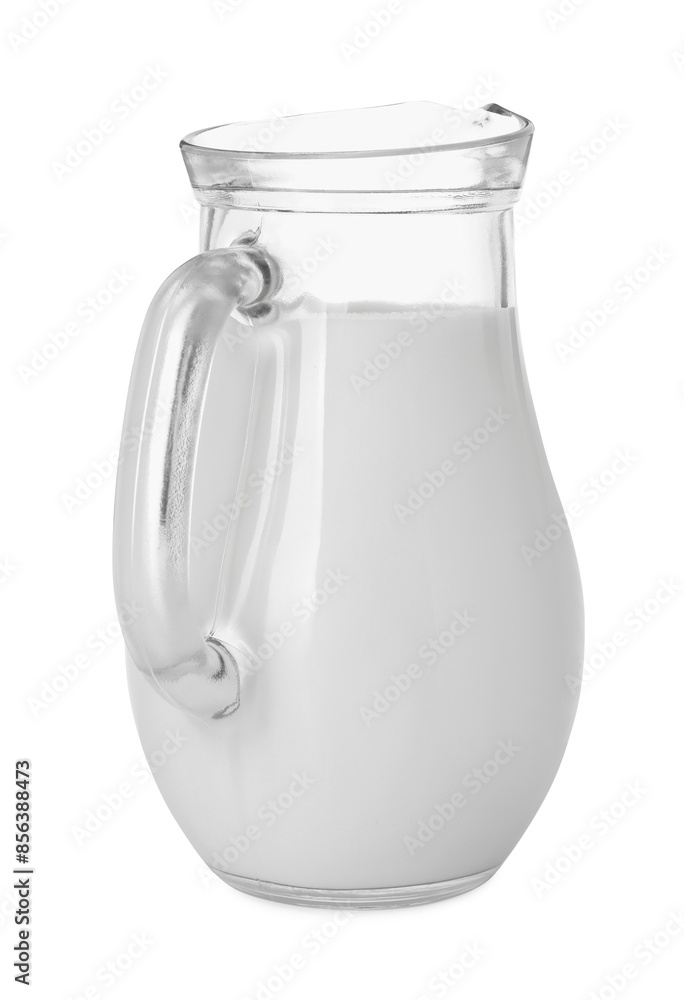 Glass jug of fresh milk isolated on white Glass jug of fresh milk isolated on white