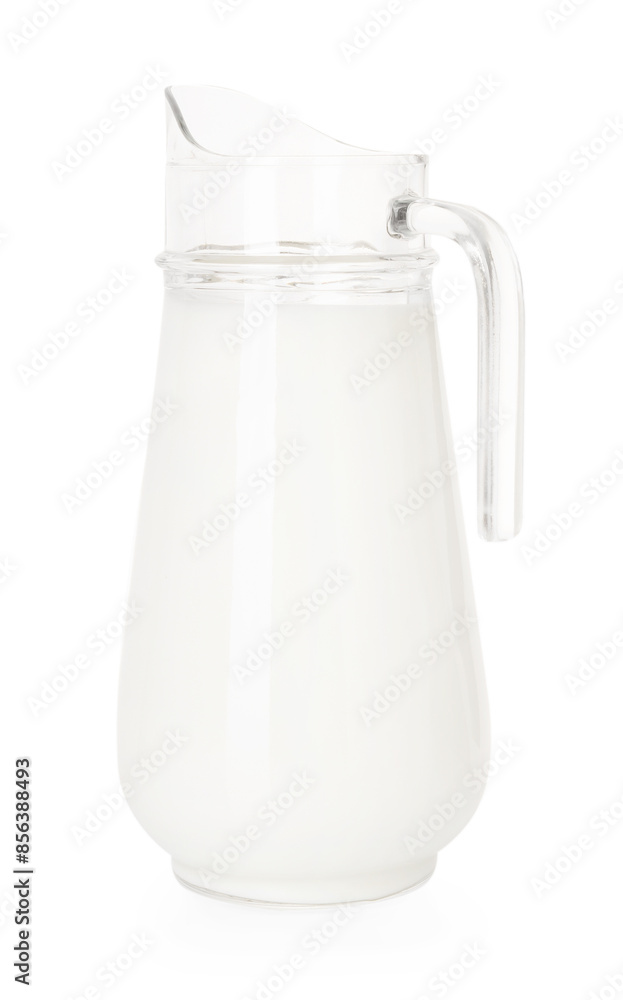 Glass jug with fresh milk isolated on white Glass jug with fresh milk isolated on white