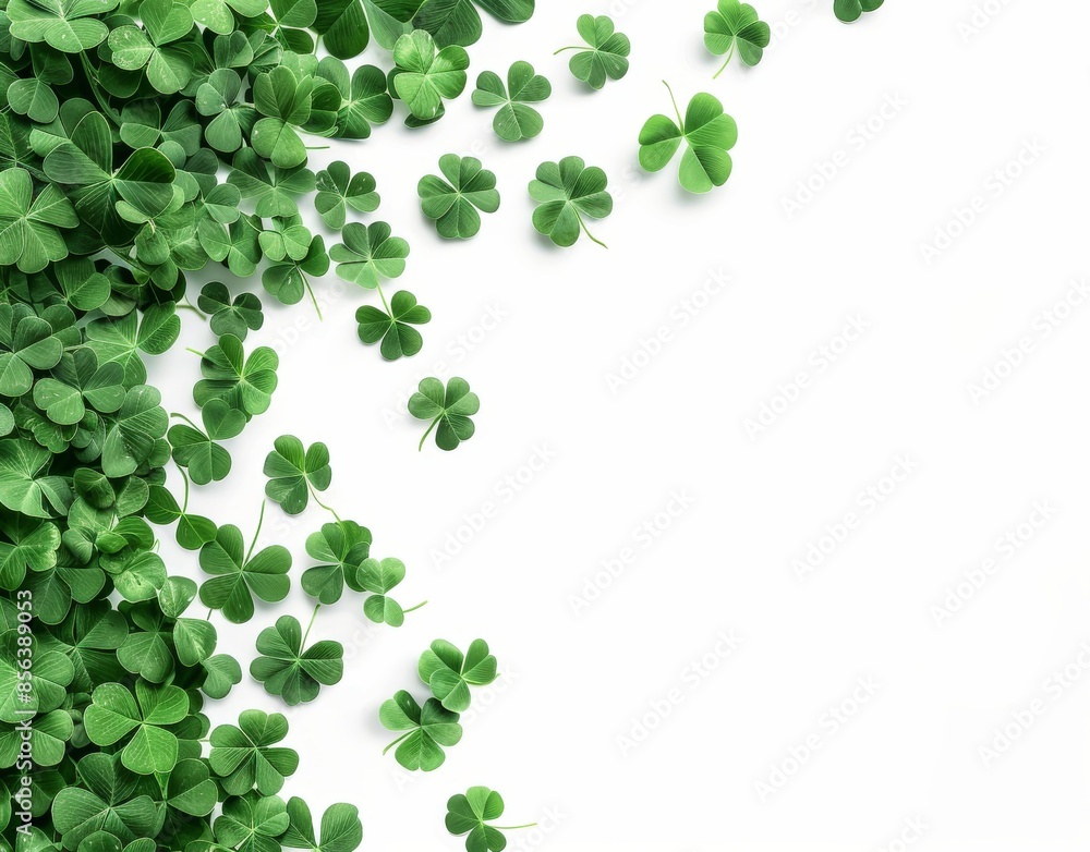 An isolated white background provides a nice background for this macro shot of a clover plant. An isolated white background provides a nice background for this macro shot of a clover plant.