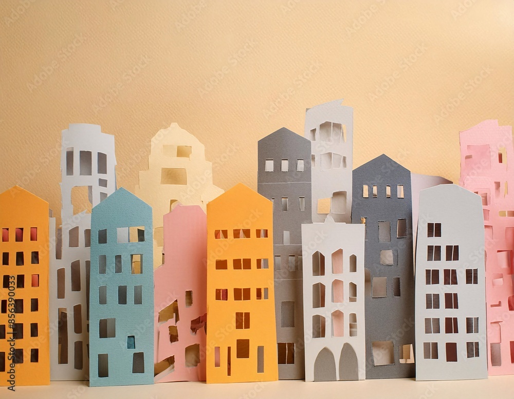 Paper fold illustration depicting an urban concept with tall buildings, the paper fold art technique creates a unique and creative city , generative ai Paper fold illustration depicting an urban concept with tall buildings, the paper fold art technique creates a unique and creative city , generative ai