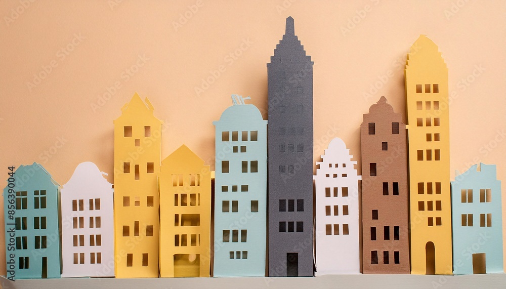 Paper fold illustration depicting an urban concept with tall buildings, the paper fold art technique creates a unique and creative city , generative ai Paper fold illustration depicting an urban concept with tall buildings, the paper fold art technique creates a unique and creative city , generative ai