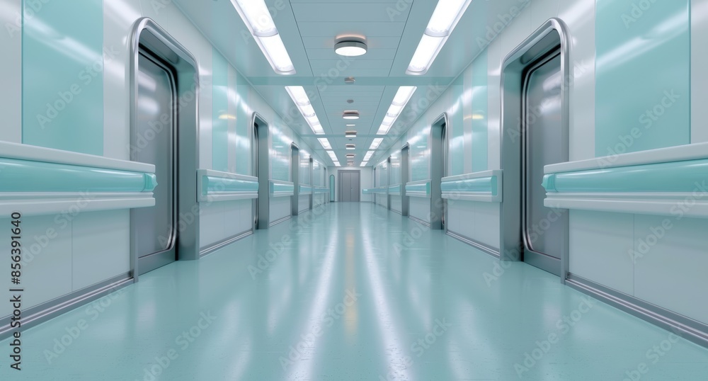 Bright and clean hospital corridor Bright and clean hospital corridor