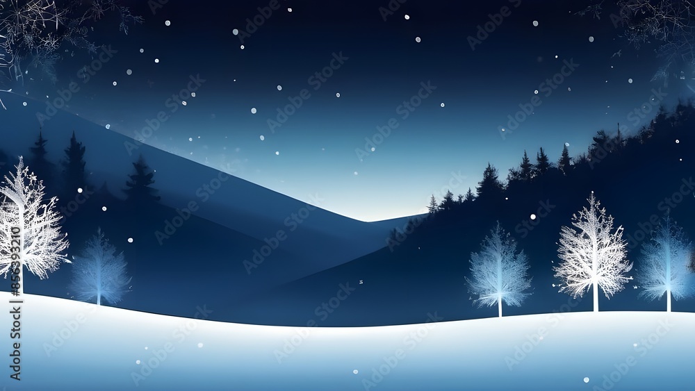 Fototapeta premium A winter-themed gradient background that transitions from a deep midnight blue at the top to a crisp, icy white at the bottom.