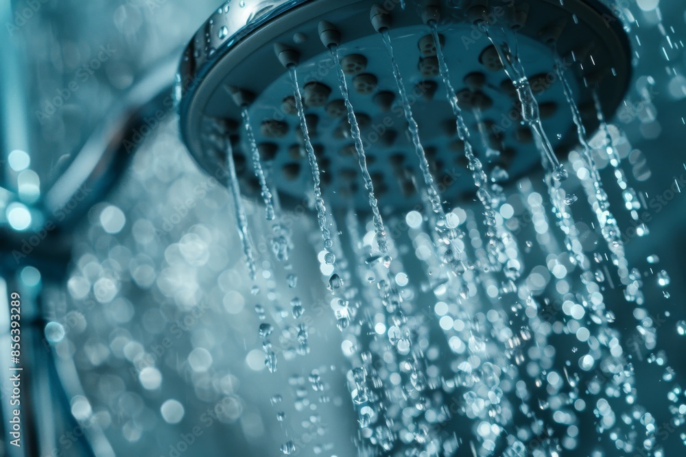 Bathroom faucets and shower heads are spraying water, Bathroom faucets and shower heads are spraying water,