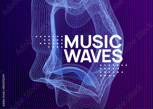 Dance Background. Green Fest Event. Party Electro Graphic. Violet Music Poster. Concert Cover. Soundwave Audio Invitation. Edm Banner. Blue Dance Background