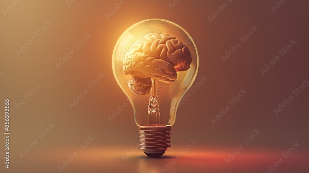 Surreal image of a brain inside a light bulb. Surreal image of a brain inside a light bulb.