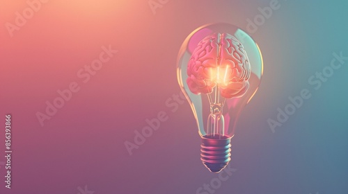 Surreal image of a brain inside a light bulb.