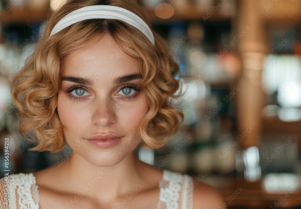 Elegant woman with curly hair and makeup Elegant woman with curly hair and makeup
