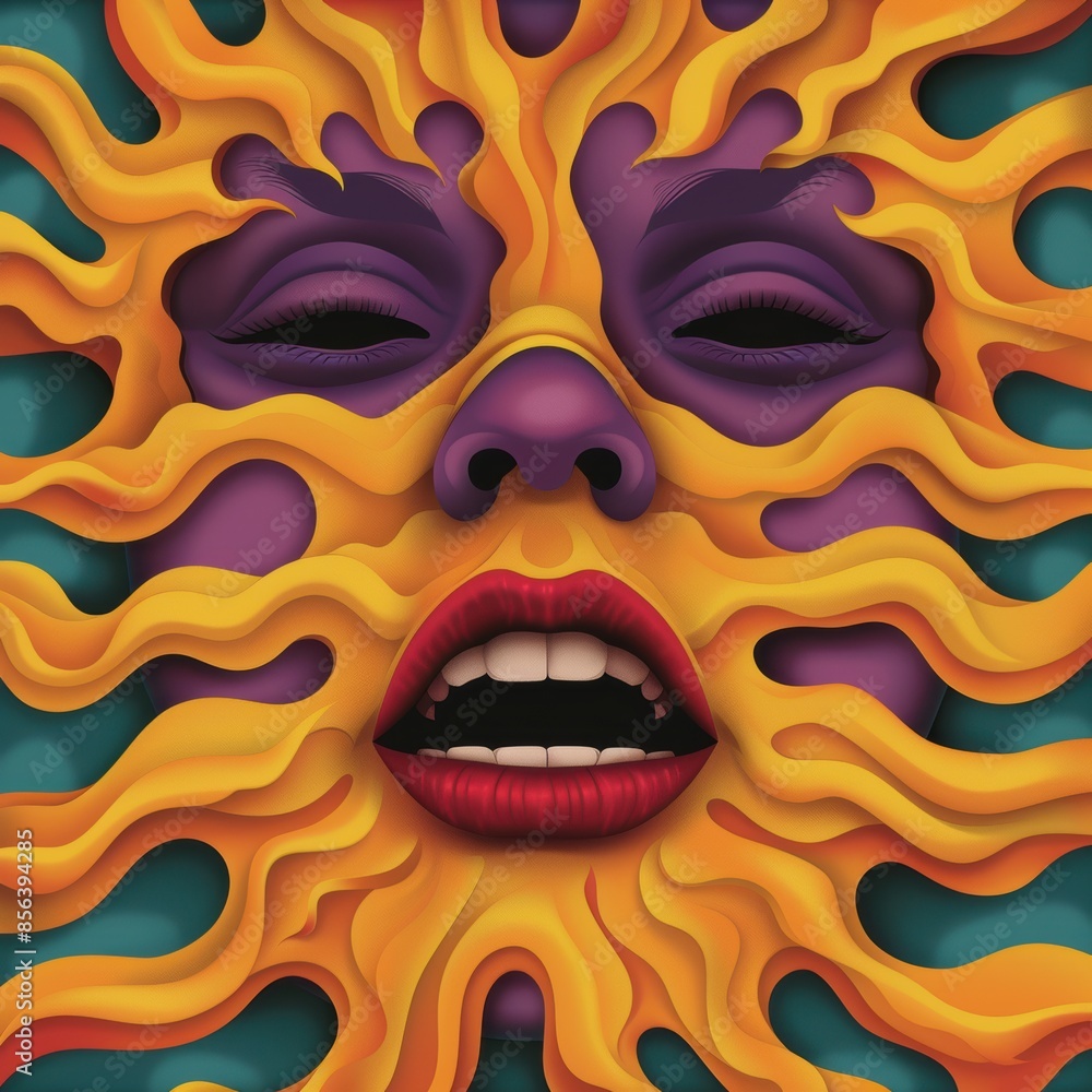 Vibrant abstract face illustration Vibrant abstract face illustration